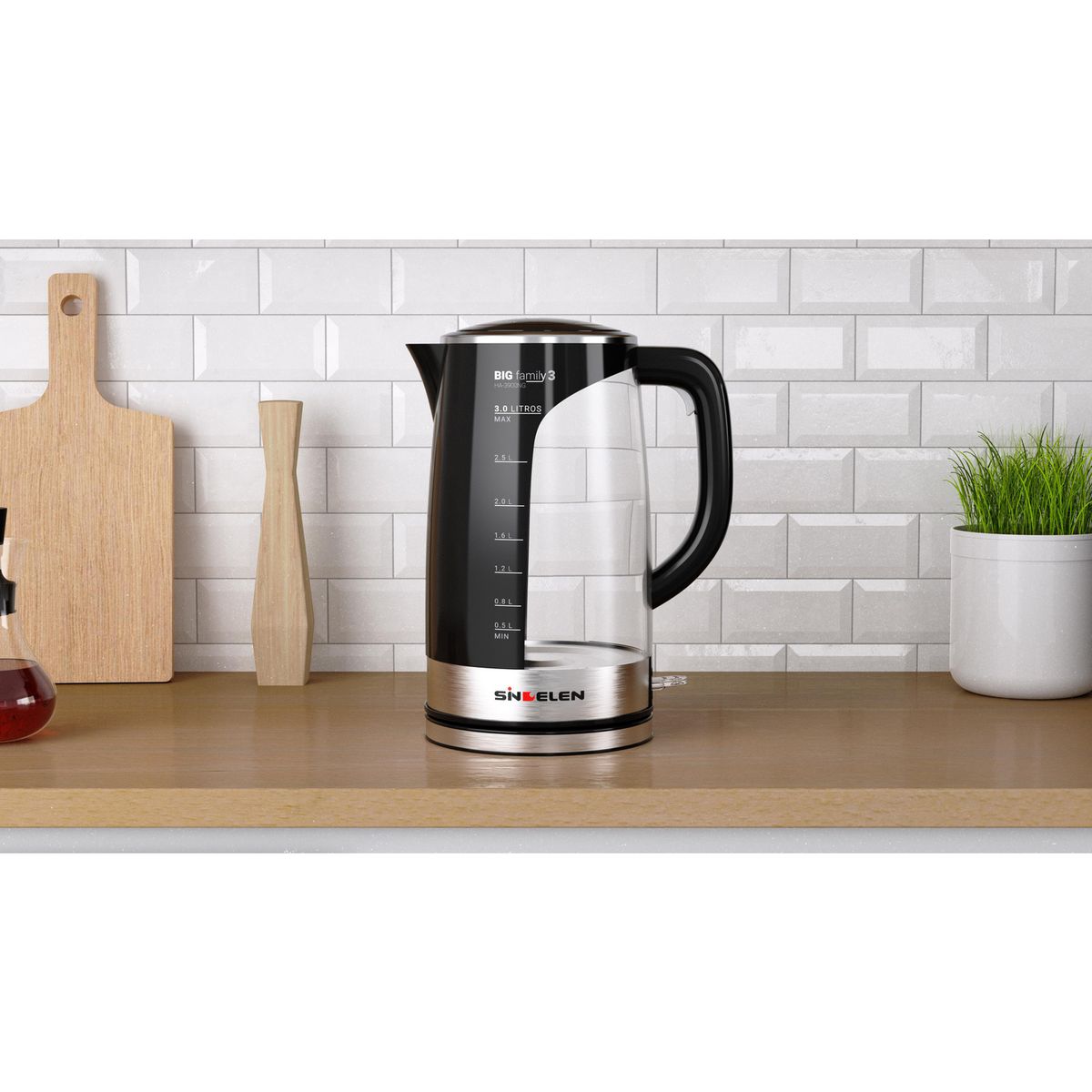 SINDELEN - Hervidor Eléctrico 3 Litros Negro HA-3900NG