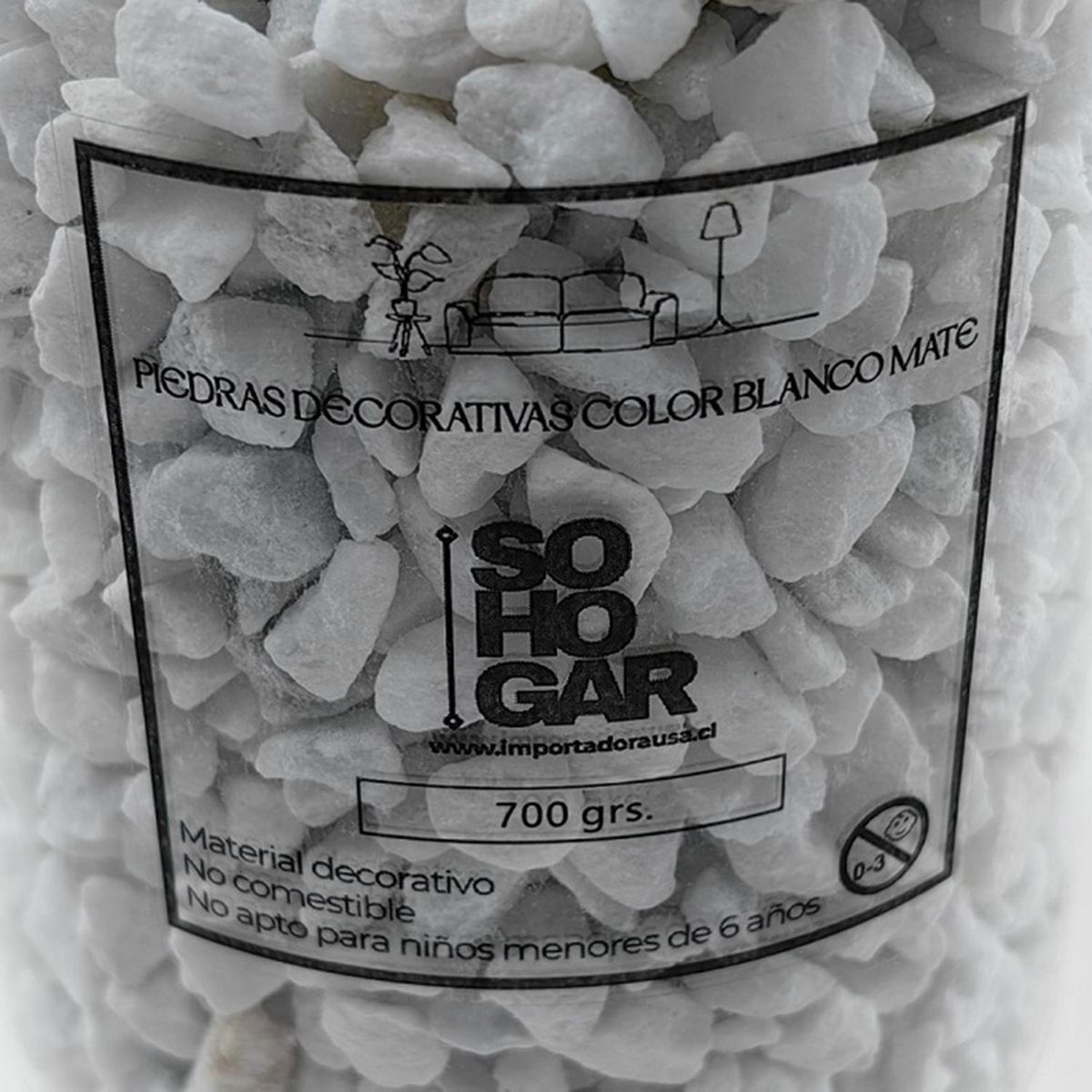 SOHOGAR - Piedras Decorativas 4-10 Mm Blanco Mate 700 Gr