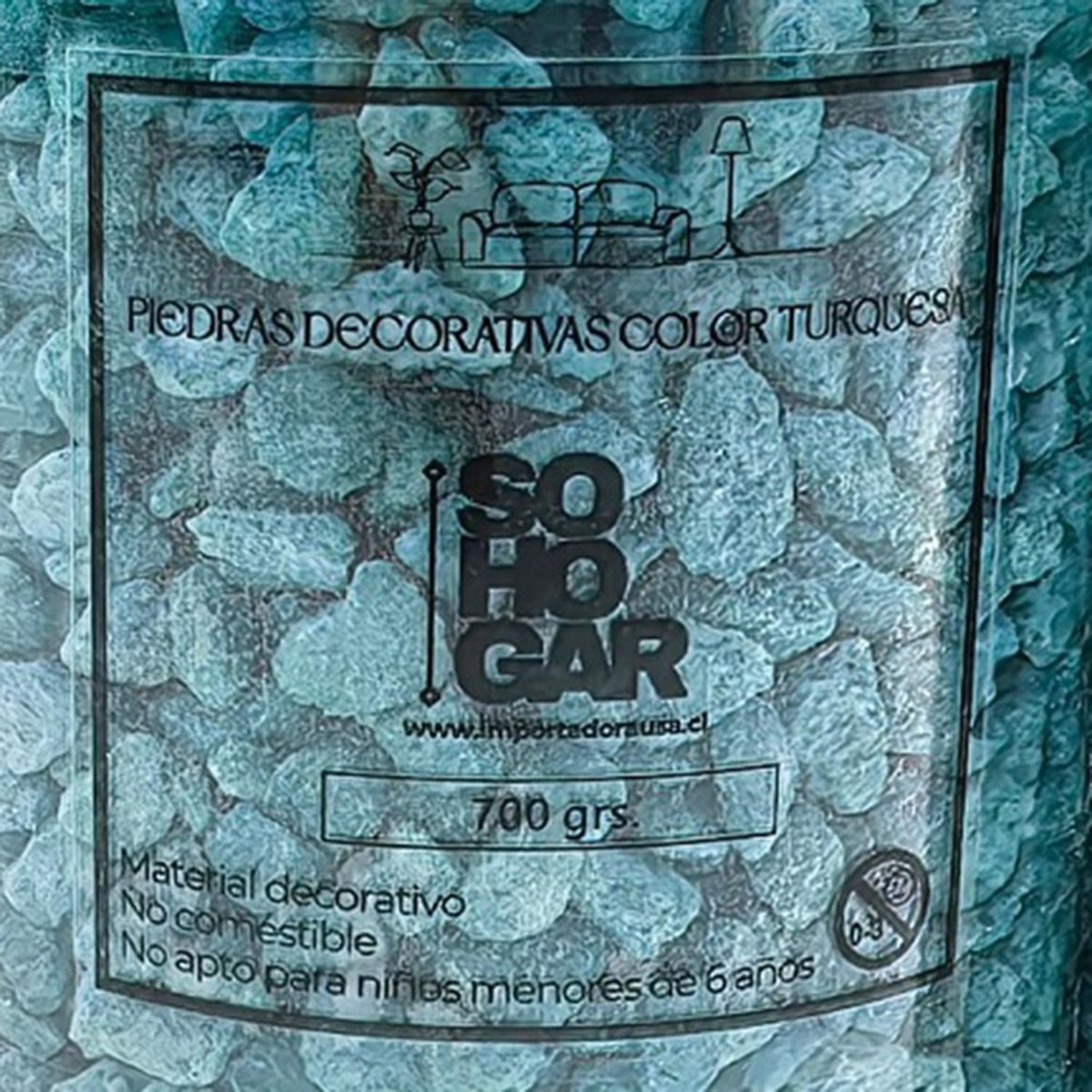 SOHOGAR - Piedras Decorativas 4-10 Mm Turquesa 700 Gr