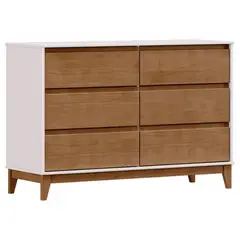 ROCA - Cómoda 6 Cajón(es) Tucumán 125x85x45 cm Blanco- Roble