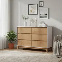 ROCA - Cómoda 6 Cajón(es) Tucumán 125x85x45 cm Blanco- Roble