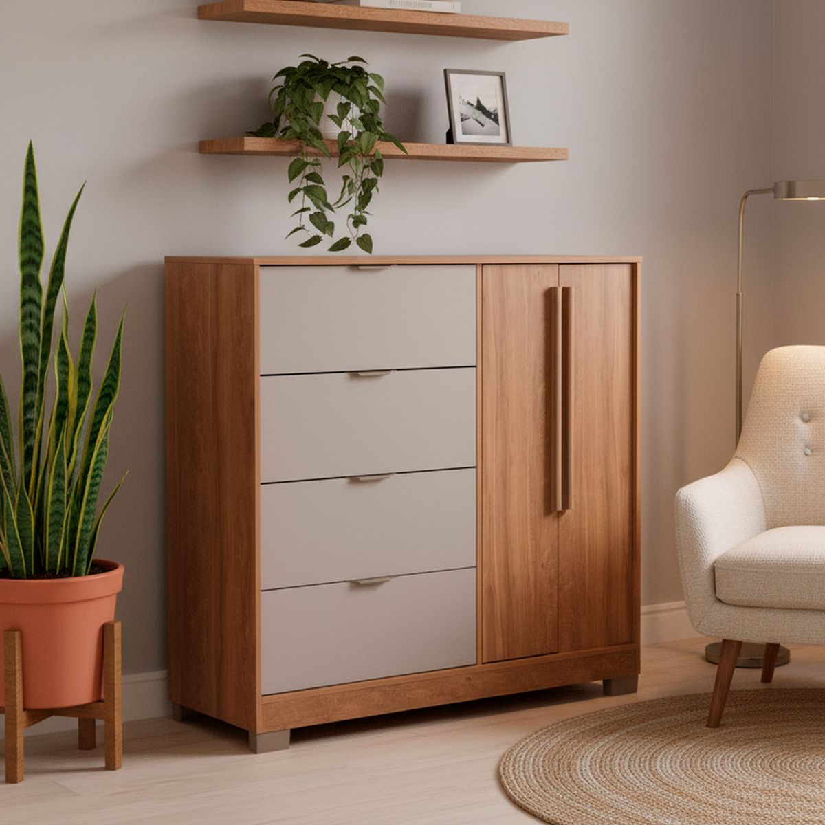 ROCA - Cómoda 4 Cajón(es) Everest 124x118x45 cm Canela