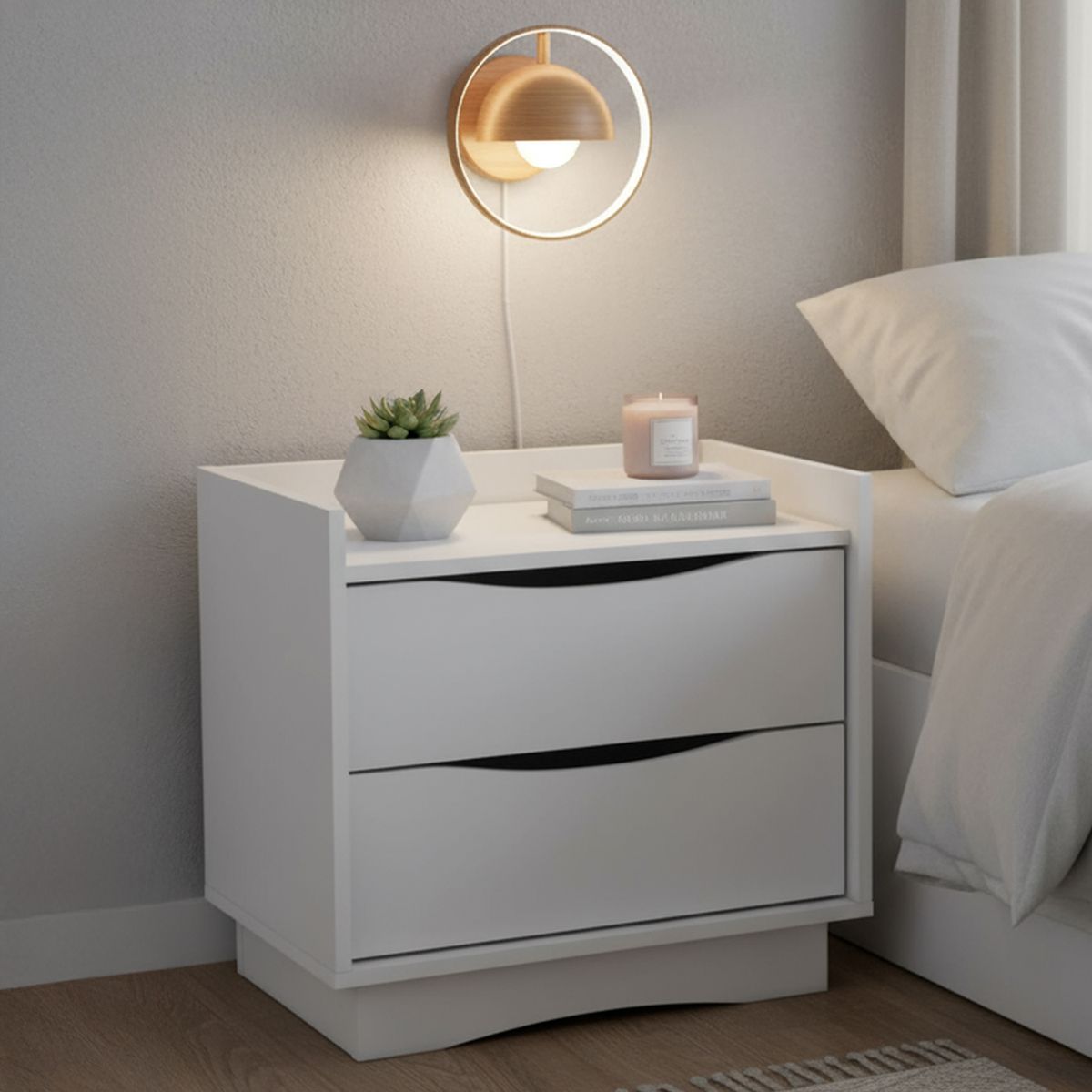 ROCA - Velador 2 Cajón(es) Jerico 52x54x38 cm Blanco