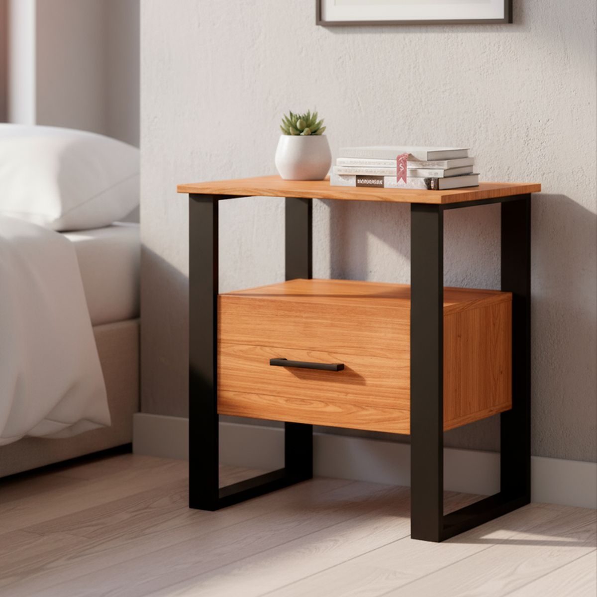 ROCA - Velador 1 Cajón(es) Guayacan 65x60x35 cm Canela