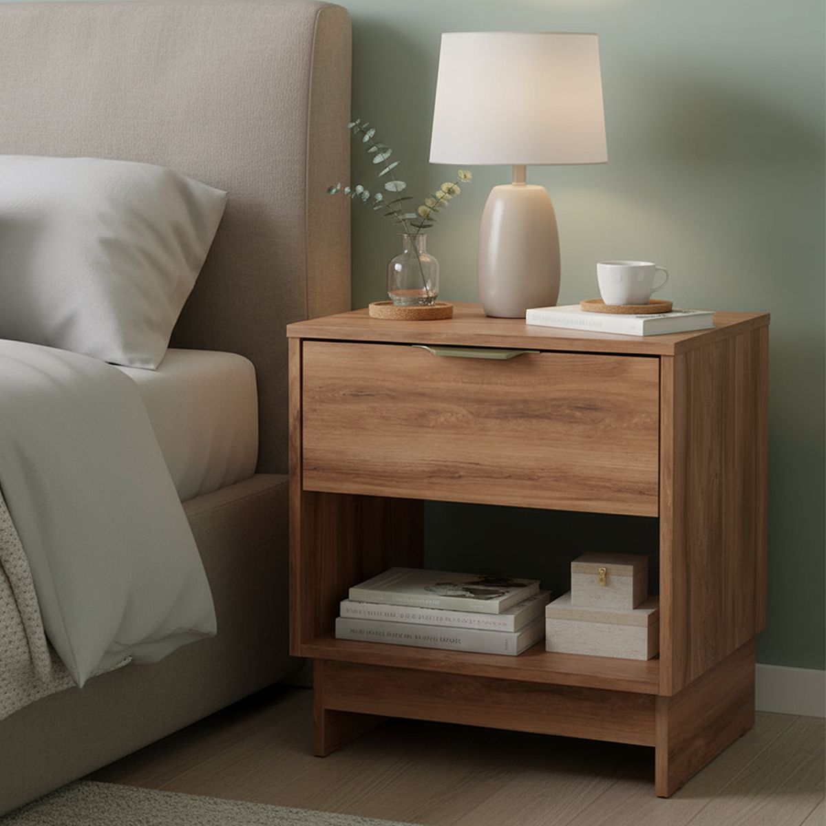 ROCA - Velador 1 Cajón(es) Fit 48x55x39 cm Canela