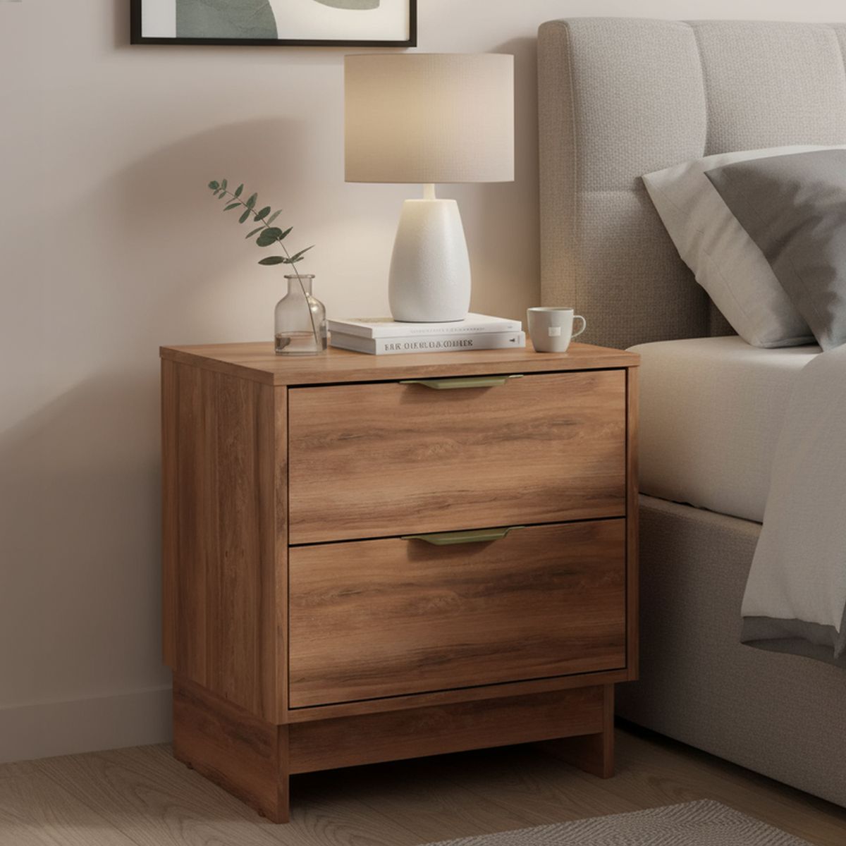 ROCA - Velador 2 Cajón(es) Fit 48x55x39 cm Canela