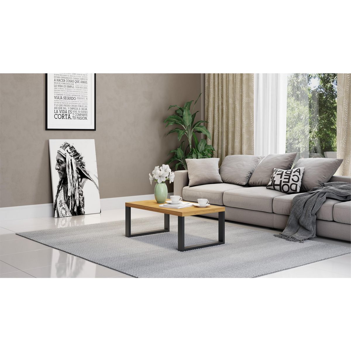 ROCA - Mesa de centro Yulton Canela 89x53x35 cm