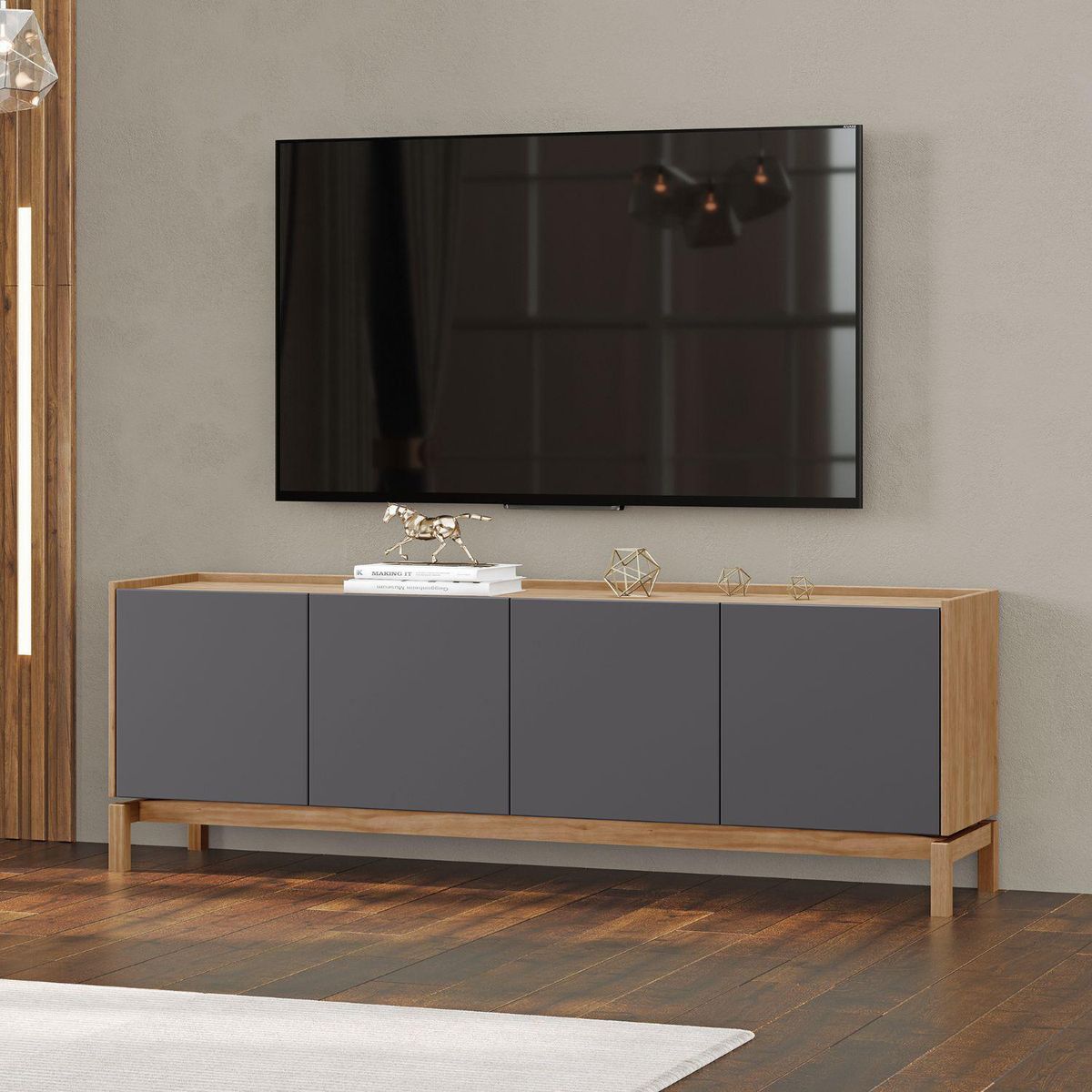ROCA - Rack TV 75 " Barcelona Grafito 180x60x40 cm
