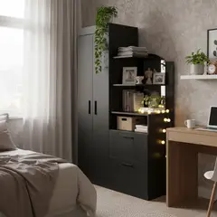 TUHOME - Closet 3 Puerta(s) 1 Cajón(es) 3 Repisa(s) 103x179x48.3 cm Wengue