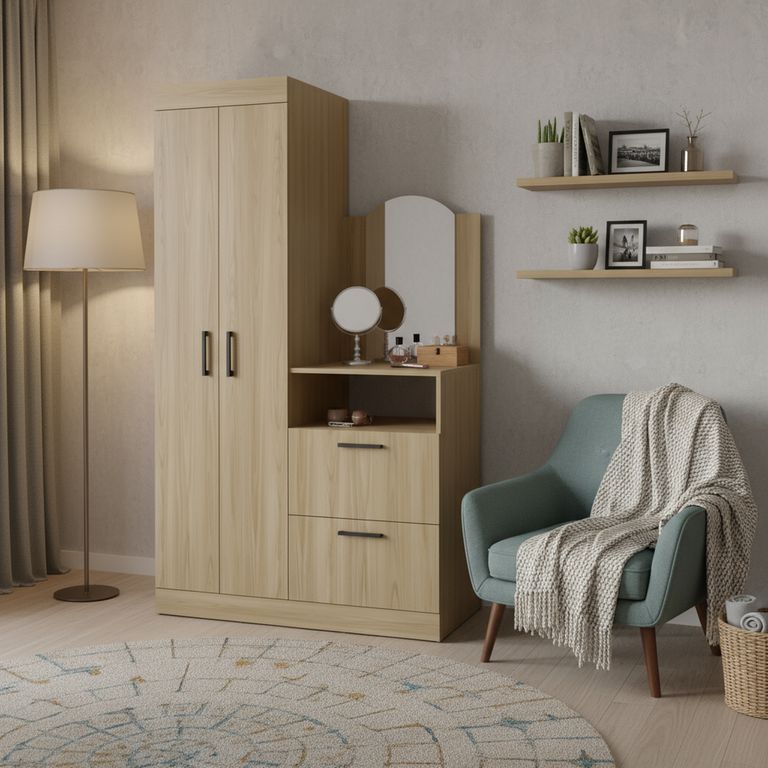TUHOME Closet 3 Puerta(s) 1 Cajón(es) 3 Repisa(s) 103x179x48.3 cm