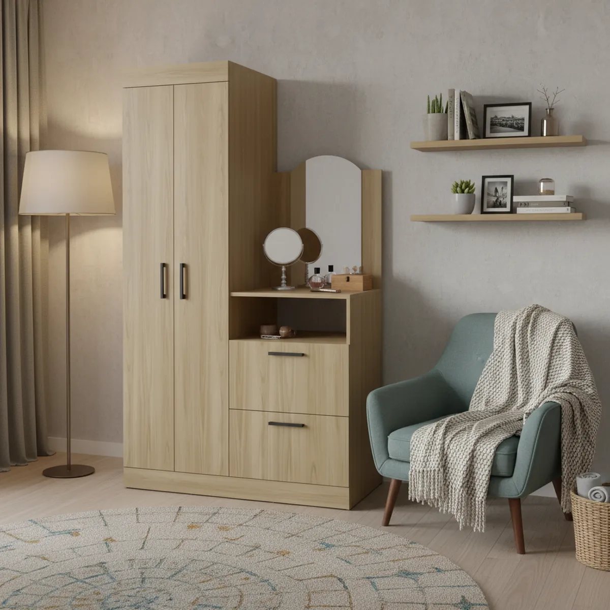 TUHOME - Closet 3 Puerta(s) 1 Cajón(es) 3 Repisa(s) 103x179x48.3 cm Fresno Europeo