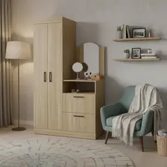 TUHOME - Closet 3 Puerta(s) 1 Cajón(es) 3 Repisa(s) 103x179x48.3 cm Fresno Europeo