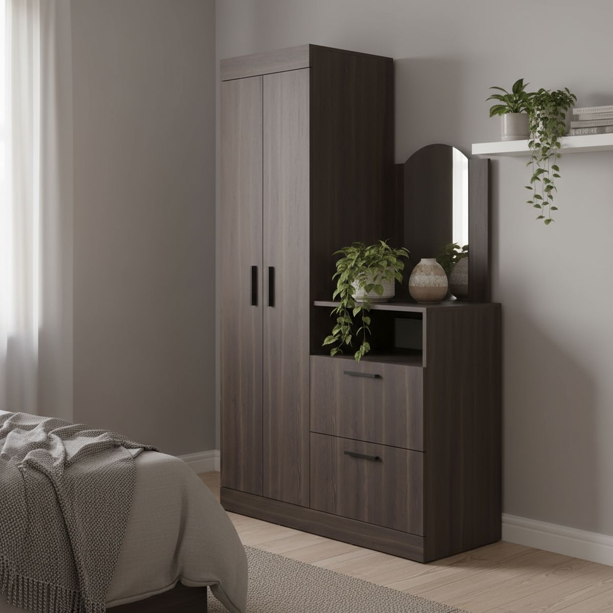 TUHOME - Closet 3 Puerta(s) 1 Cajón(es) 3 Repisa(s) 103x179x48.3 cm Milan