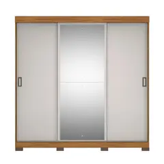 HOME MOBILI - Closet 3 Puerta(s) 4 Cajón(es) 5 Repisa(s) 182x207x55 cm OFF White nogal