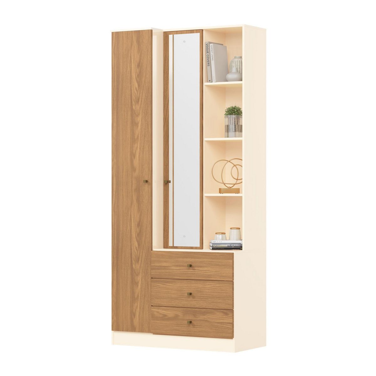 HOME MOBILI - Closet 2 Puerta(s) 3 Cajón(es) 9 Repisa(s) 80x181x40 cm Café com beige