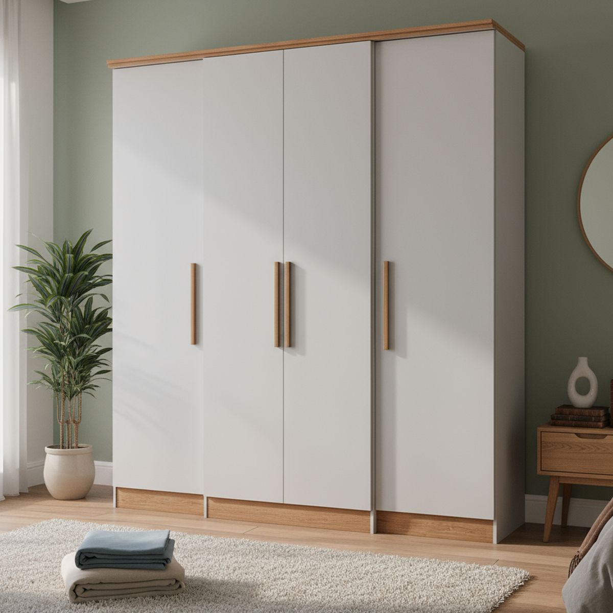 HOME MOBILI - Closet 4 Puerta(s) 2 Cajón(es) 6 Repisa(s) 179x200x45 cm Gris lunar