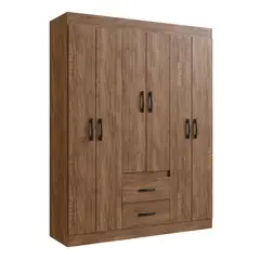 HOME MOBILI - Closet 6 Puerta(s) 2 Cajón(es) 3 Repisa(s) 137x175x38 cm Nogal