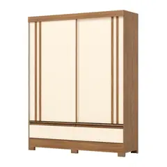 HOME MOBILI - Closet 2 Puerta(s) 2 Cajón(es) 2 Repisa(s) 160x200x48 cm Natura - OFF Whitte- negro