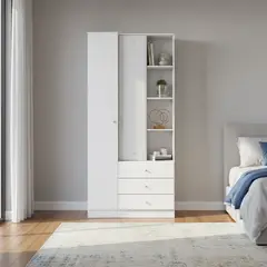 HOME MOBILI - Closet 2 Puerta(s) 3 Cajón(es) 9 Repisa(s) 80x180x40 cm Blanco