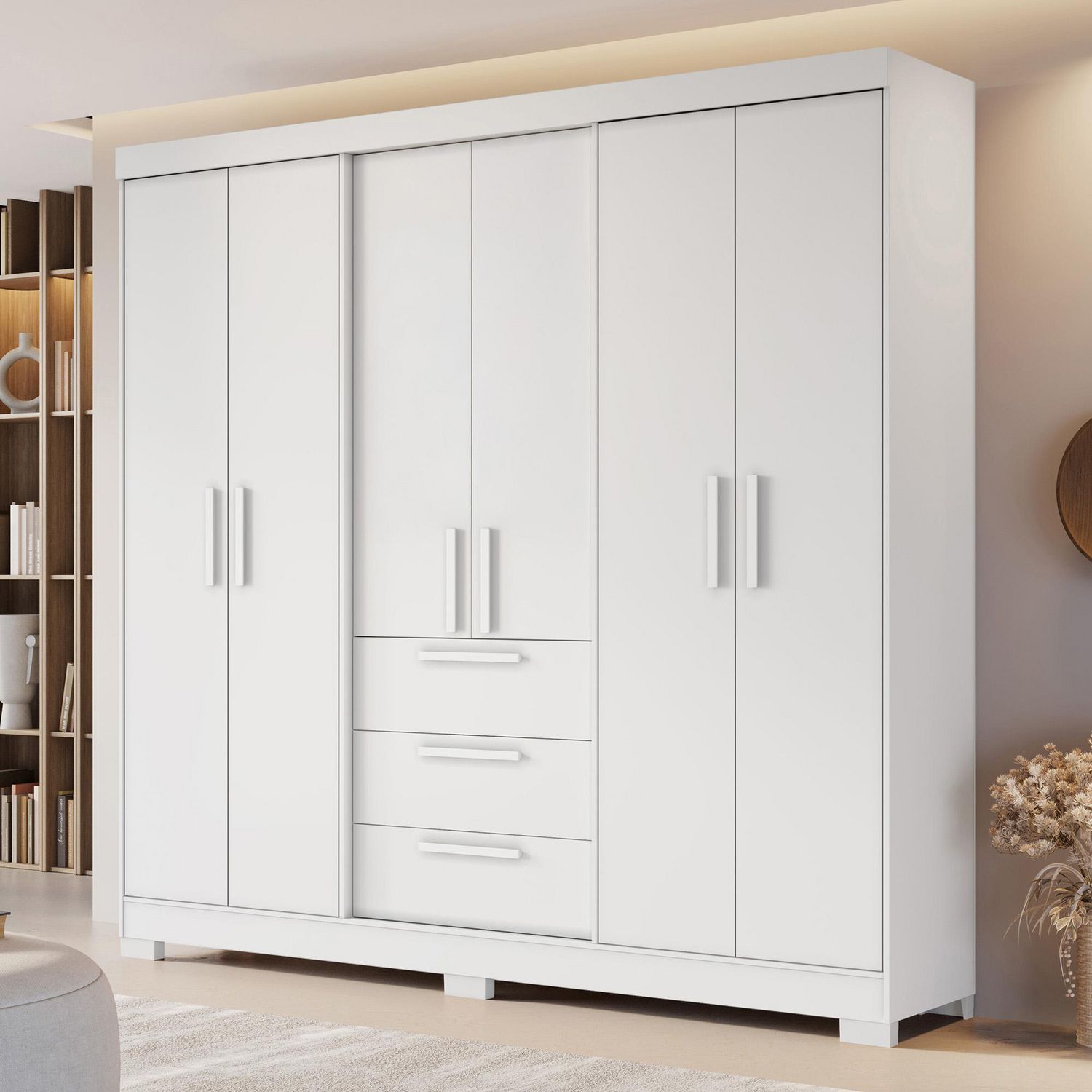 HOME MOBILI Closet 6 Puerta(s) 3 Cajón(es) 5 Repisa(s) 182x206x46