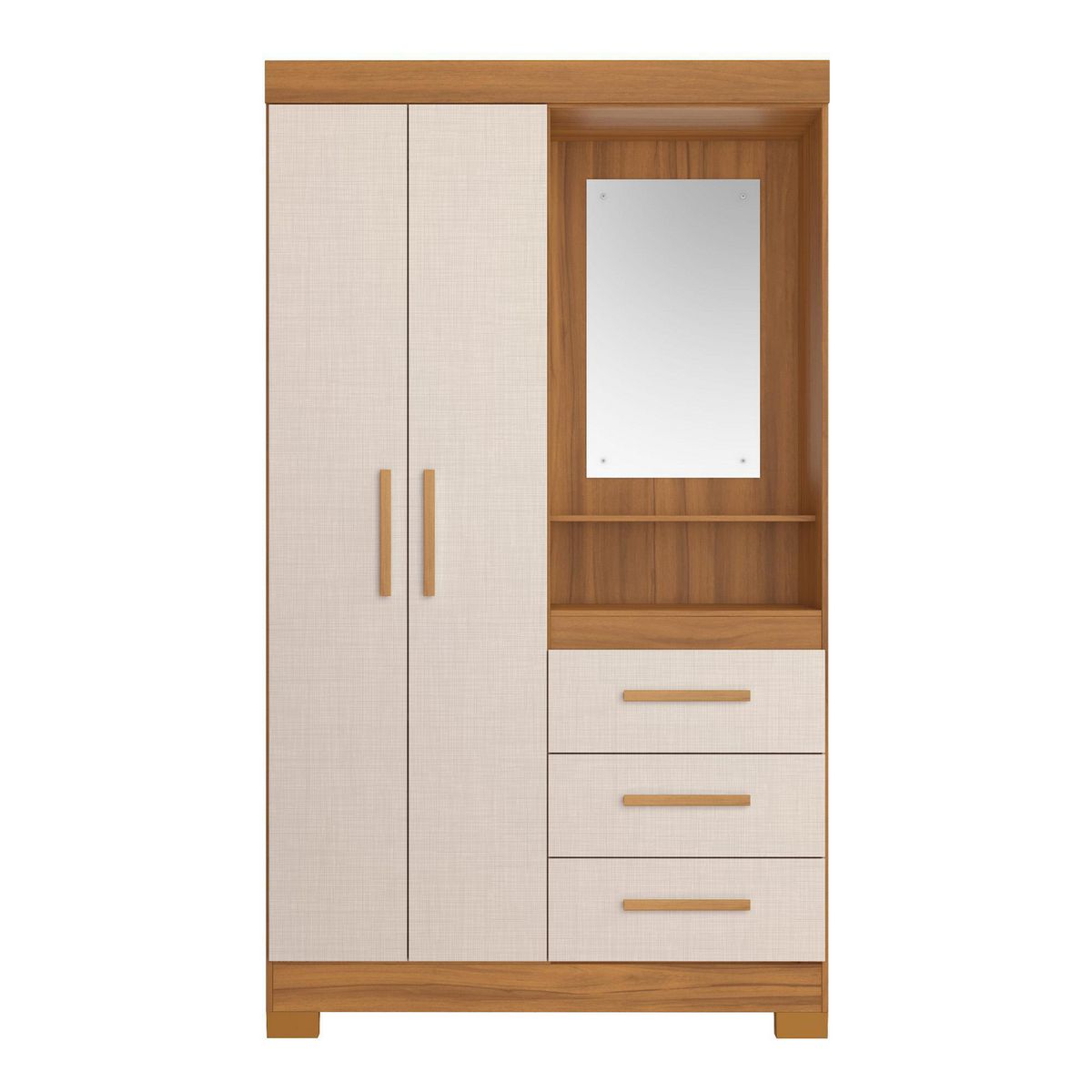 HOME MOBILI - Closet 2 Puerta(s) 3 Cajón(es) 1 Repisa(s) 108x187x39.5 cm OFF Whitte nogal