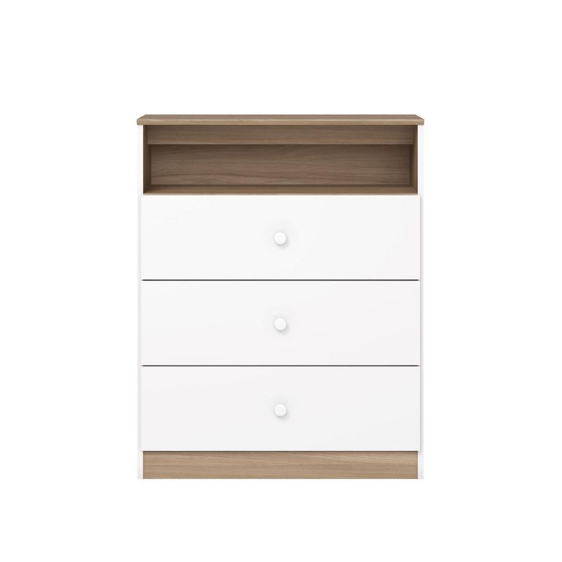HOME MOBILI - Cómoda 3 Cajón(es) Magia 75x95x40 cm Blanco / nogal
