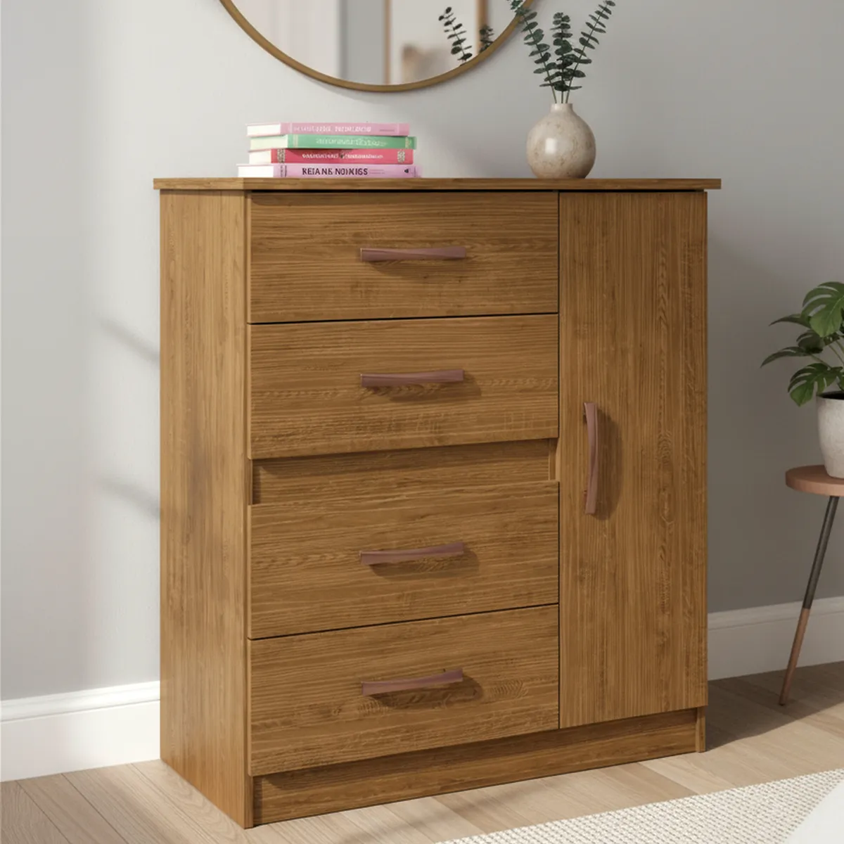 HOME MOBILI - Cómoda 4 Cajón(es) Charlotte 80x92x39 cm Castaño