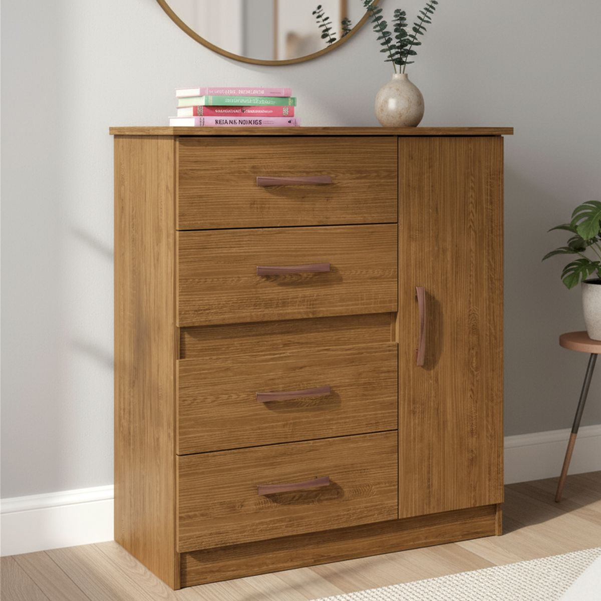 HOME MOBILI - Cómoda 4 Cajón(es) Charlotte 80x92x39 cm Castaño