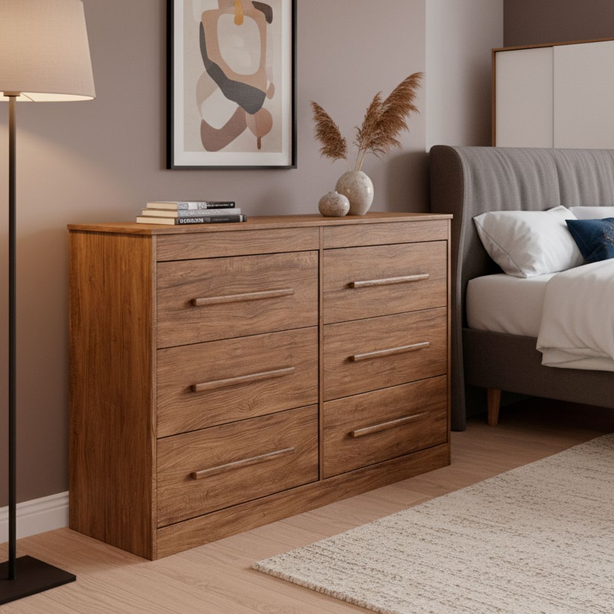 HOME MOBILI - Cómoda 6 Cajón(es) Aranza 121x82x39 cm Nogal