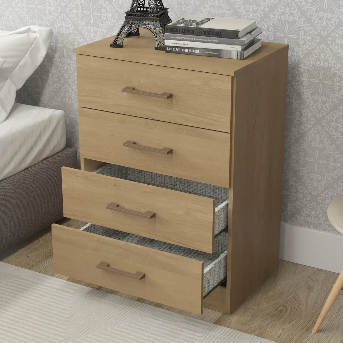 ALTAVISION - Cómoda 4 Cajón(es) CM-2007 55.5x93x38.5 cm Café