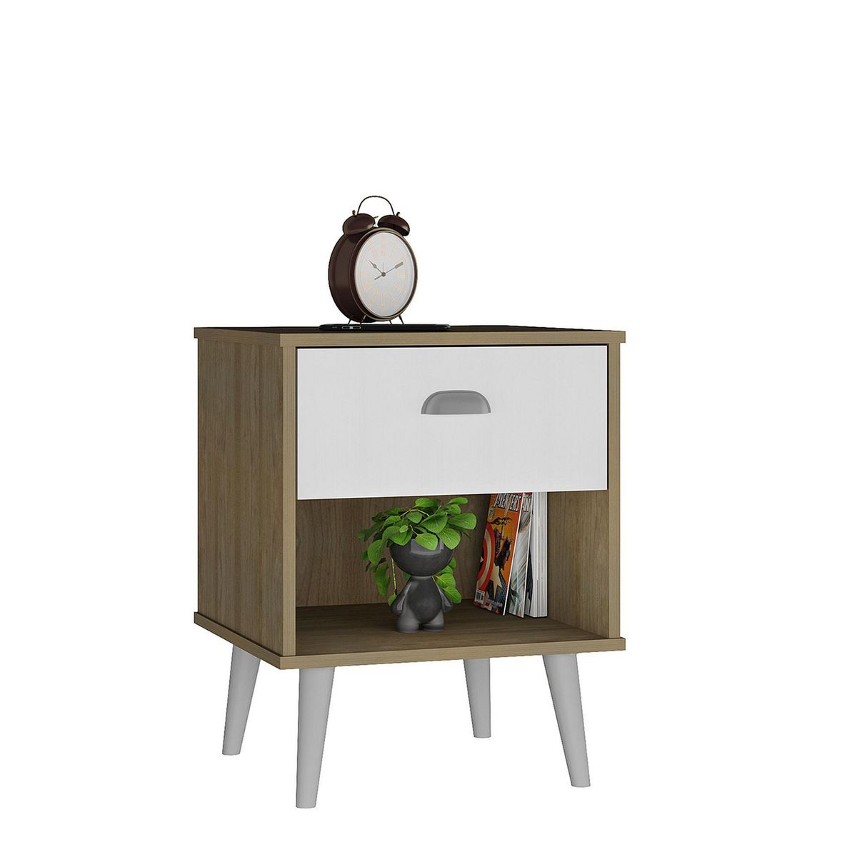 ALTAVISION - Velador 1 Cajón(es) CR-2006 44x56x40.5 cm Café - blanco