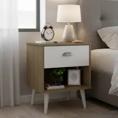 ALTAVISION - Velador 1 Cajón(es) CR-2006 44x56x40.5 cm Café - blanco