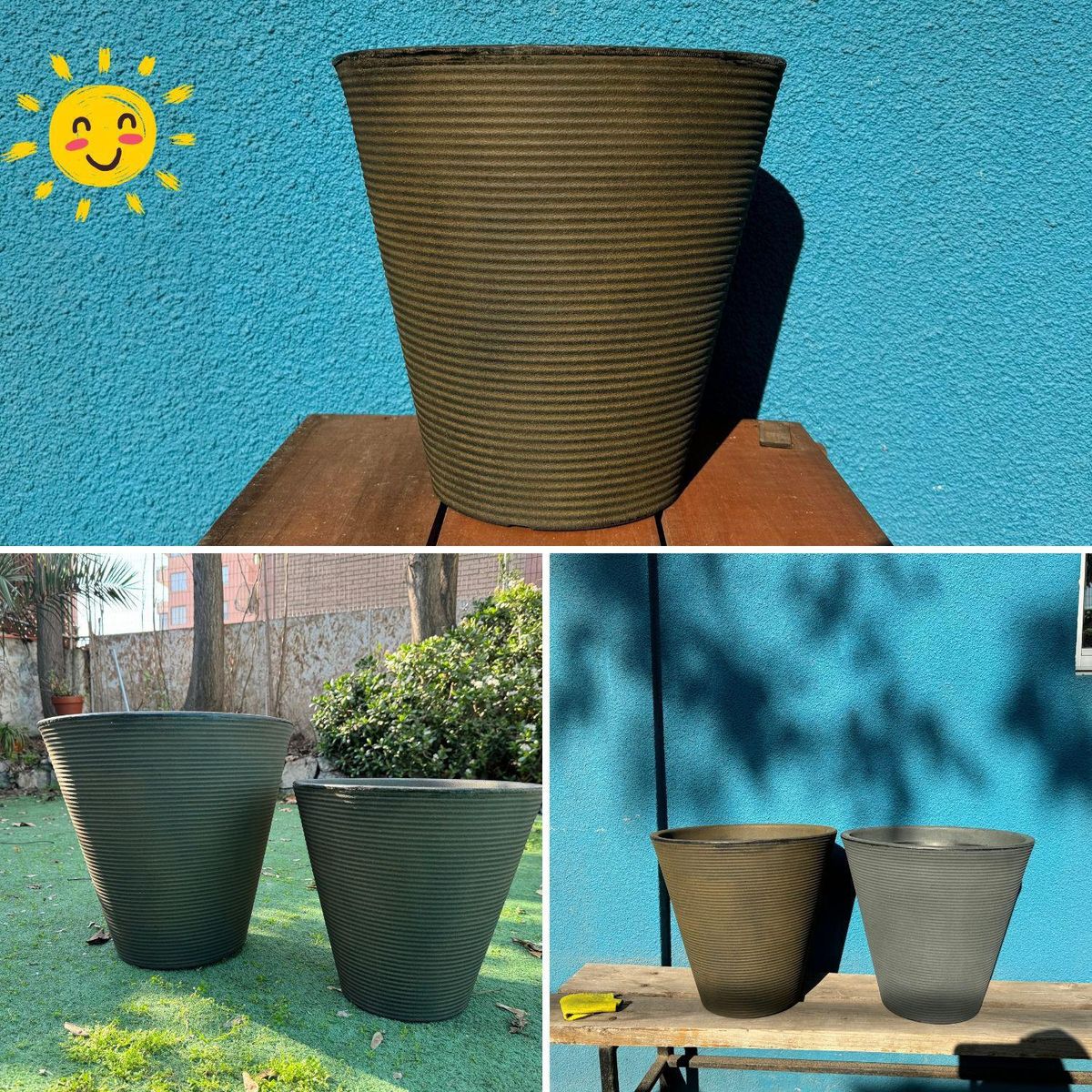 POTTERY - Macetero Grande de Polietileno 40.6x38.3 cm Bronce