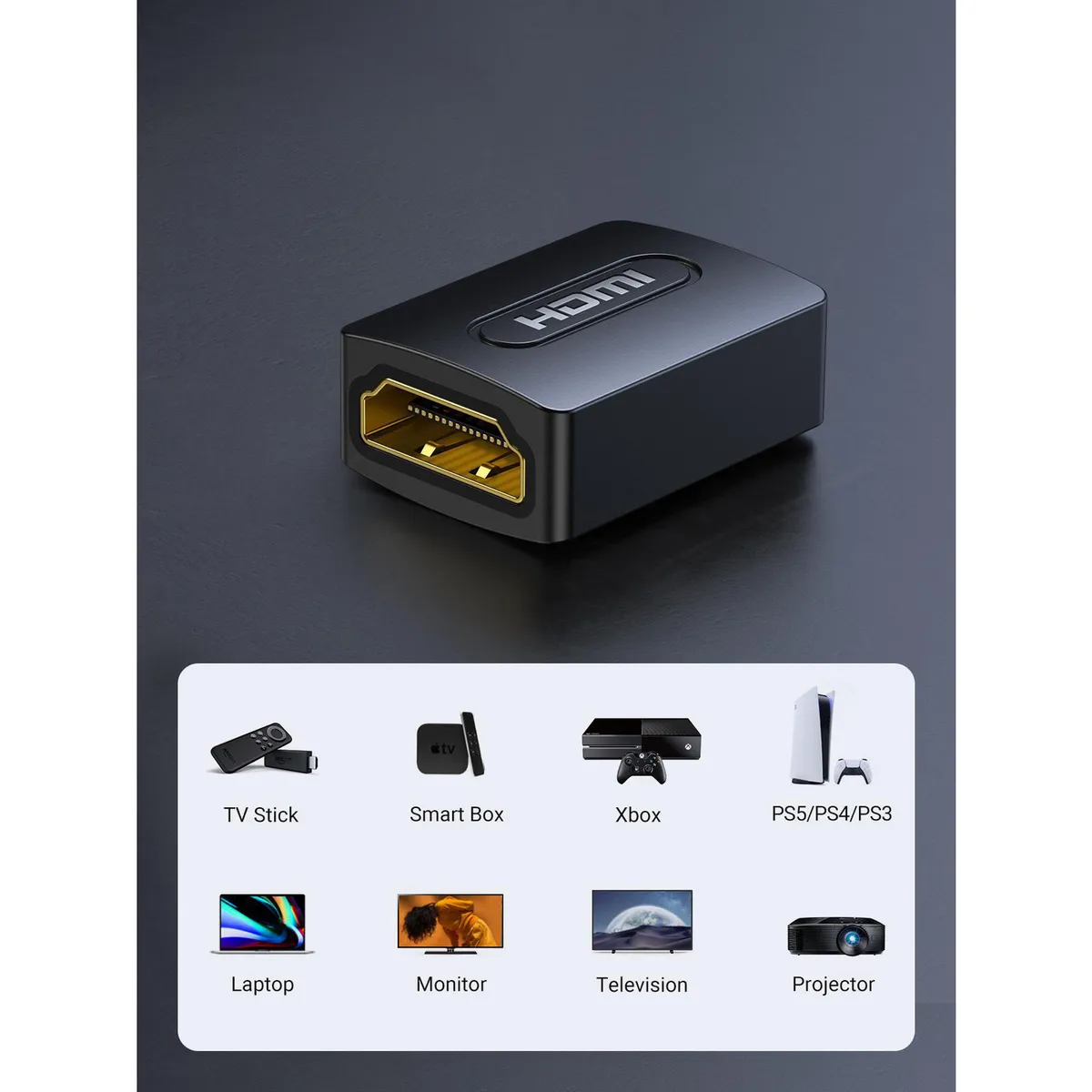 UGREEN - Copla de Extensión HDMI 2.0 H/H Negro 20107