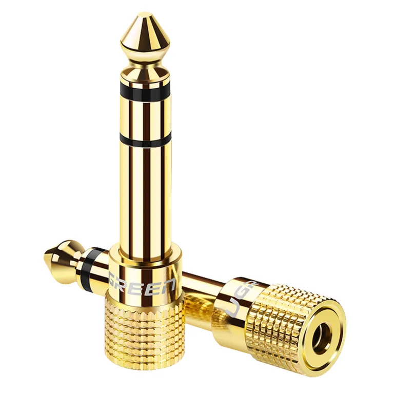 Adaptador Estéreo Gold Plug 3.5mm H/M a Plug 6.3mm 20503