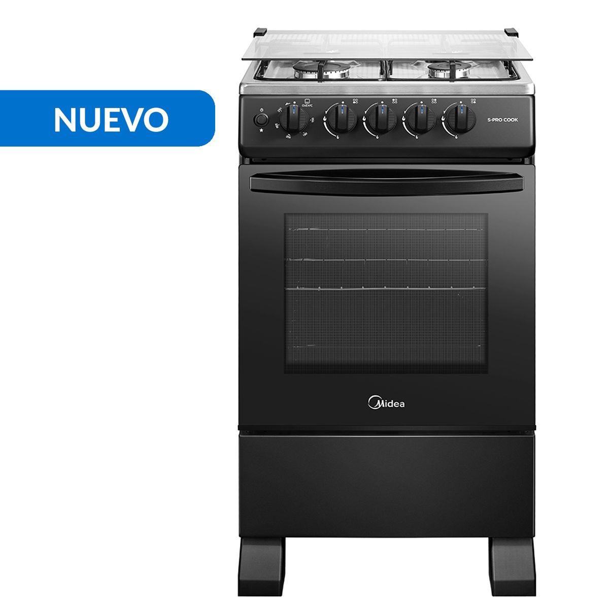MIDEA - Cocina a Gas 4 Platos Negro MFO-MG20TCSSLBK