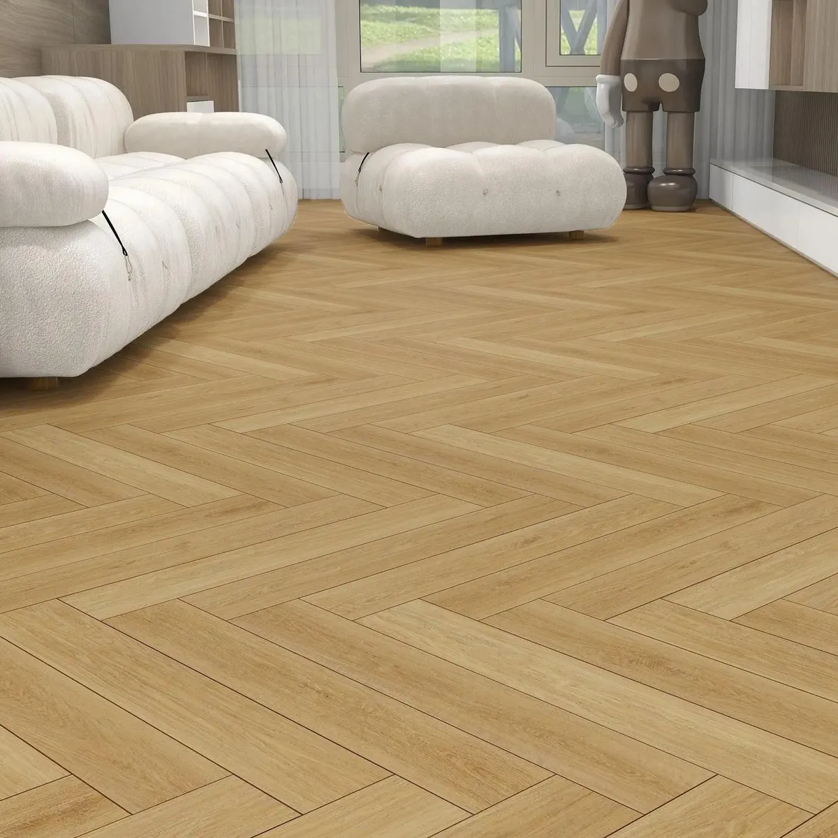 HOGA - Piso Flotante Vinílico 4 mm 12.5x62.5 cm SPC Parquet Click Bamboo 1.56 m2