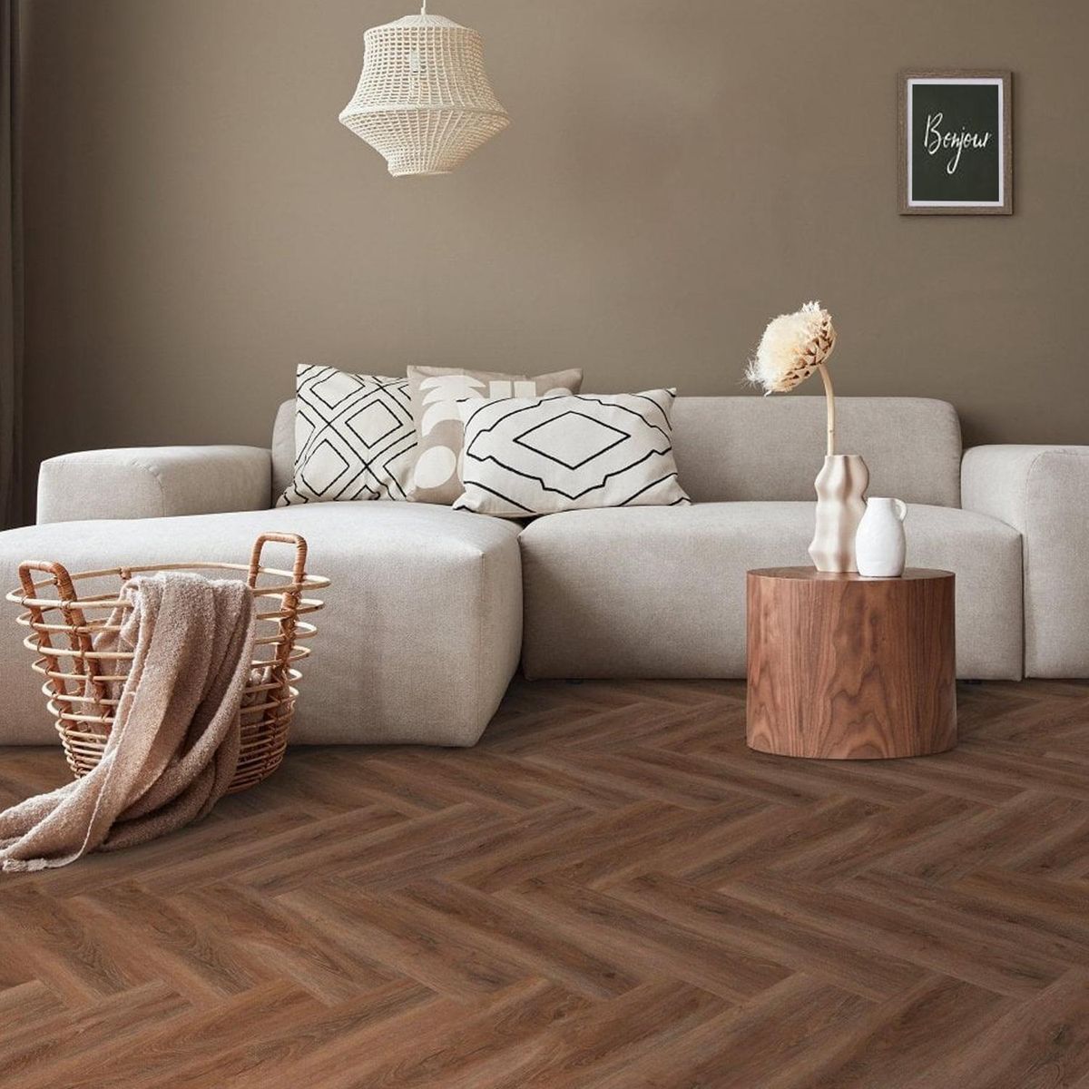 HOGA - Piso Flotante Vinílico 4 mm 12.5x62.5 cm SPC Parquet Click Tabaco 1.56 m2