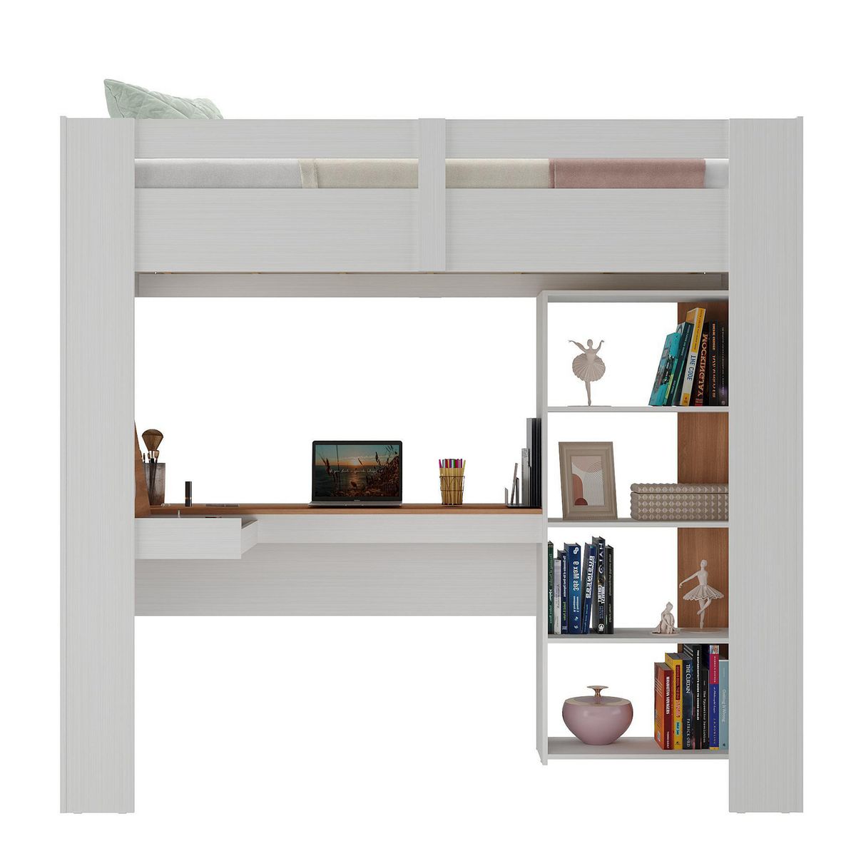 DI PORETTI - Cama con Escritorio 1 plaza Blanco