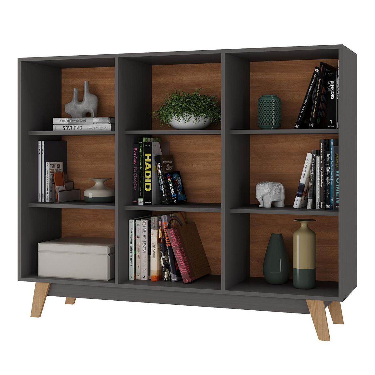 DI PORETTI - Librero MDF 3 Nivel(es) 135x108x35 cm Negro