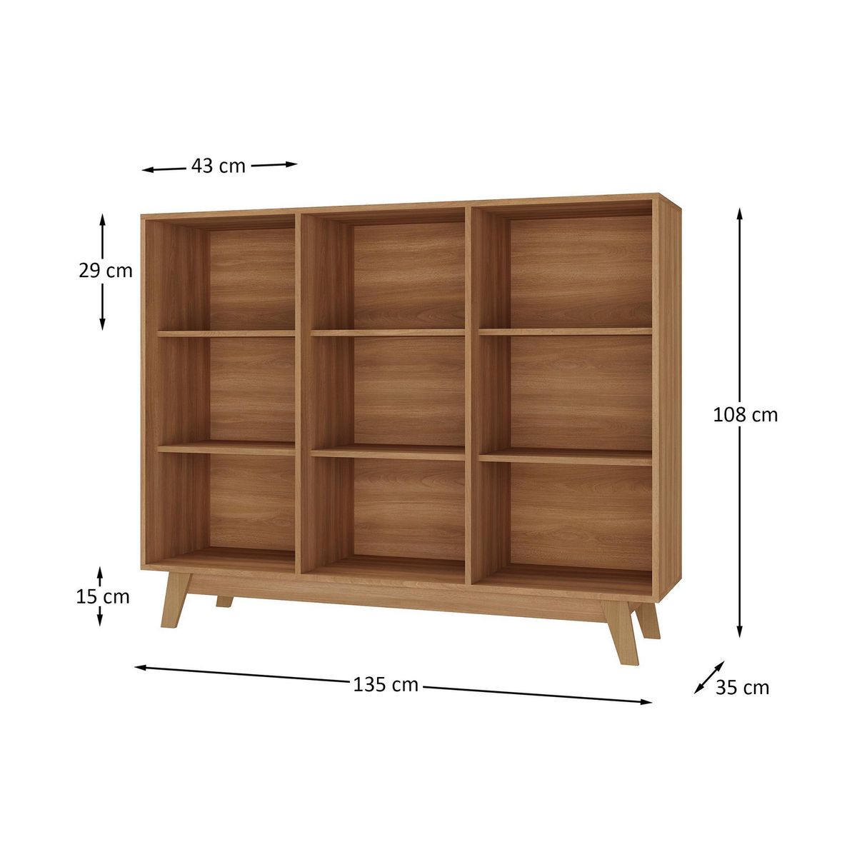 DI PORETTI - Librero MDF 3 Nivel(es) 135x108x35 cm Café