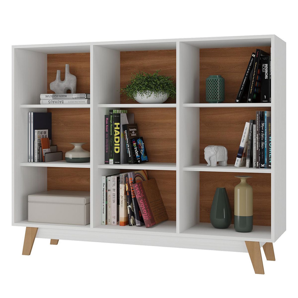 DI PORETTI - Librero MDF 3 Nivel(es) 135x108x35 cm Blanco