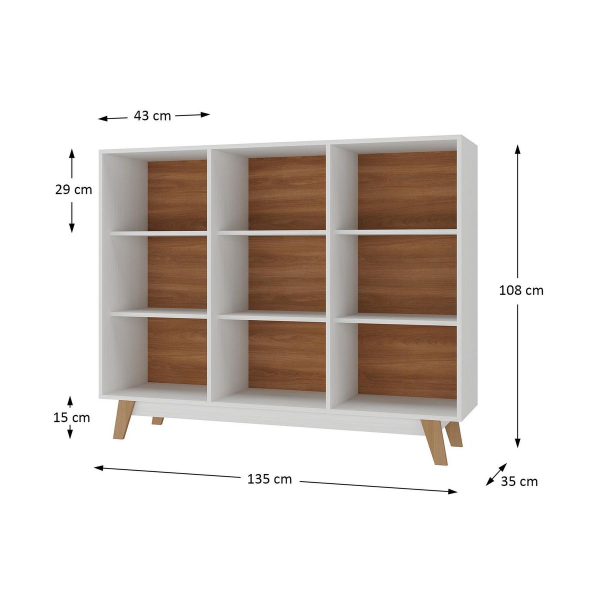 DI PORETTI - Librero MDF 3 Nivel(es) 135x108x35 cm Blanco