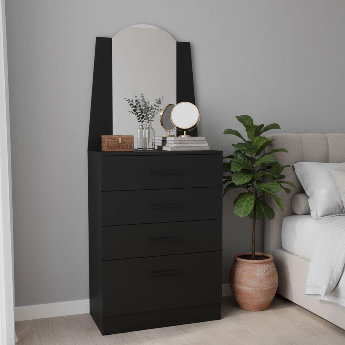 TUHOME - Cómoda 3 Cajón(es) Praga 62.8x159.5x35.3 cm Wengue