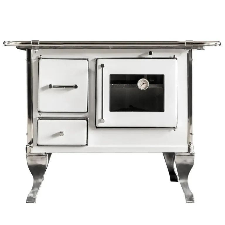 Cocina a Leña 4 Platos Blanco Villarica 90