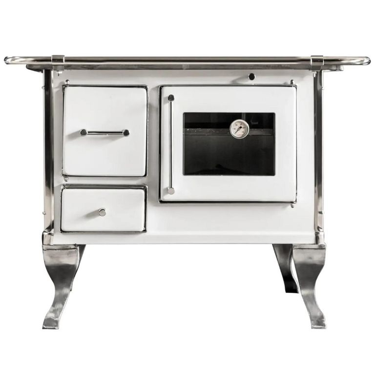 Cocina a Leña 4 Platos Blanco Villarica 80