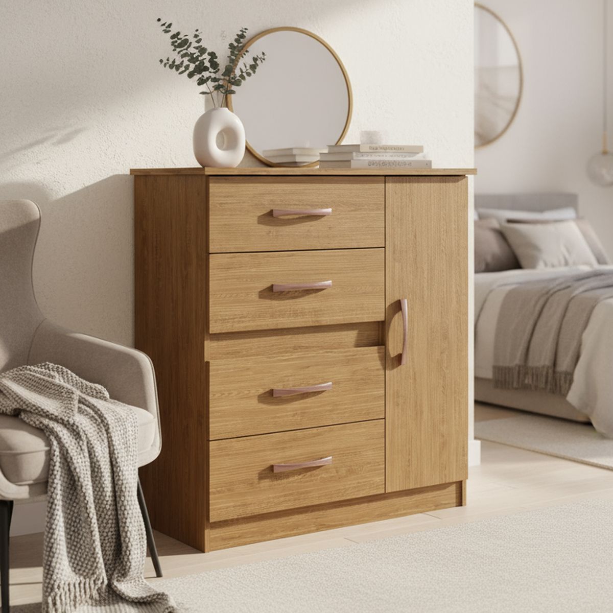 DI PORETTI - Cómoda 4 Cajón(es) Caribe 92x80x39 cm Café