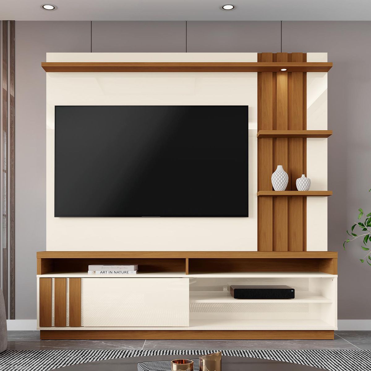 VEKKAHOME - Home TV 55 " Mariana Beige 180x184x33 cm
