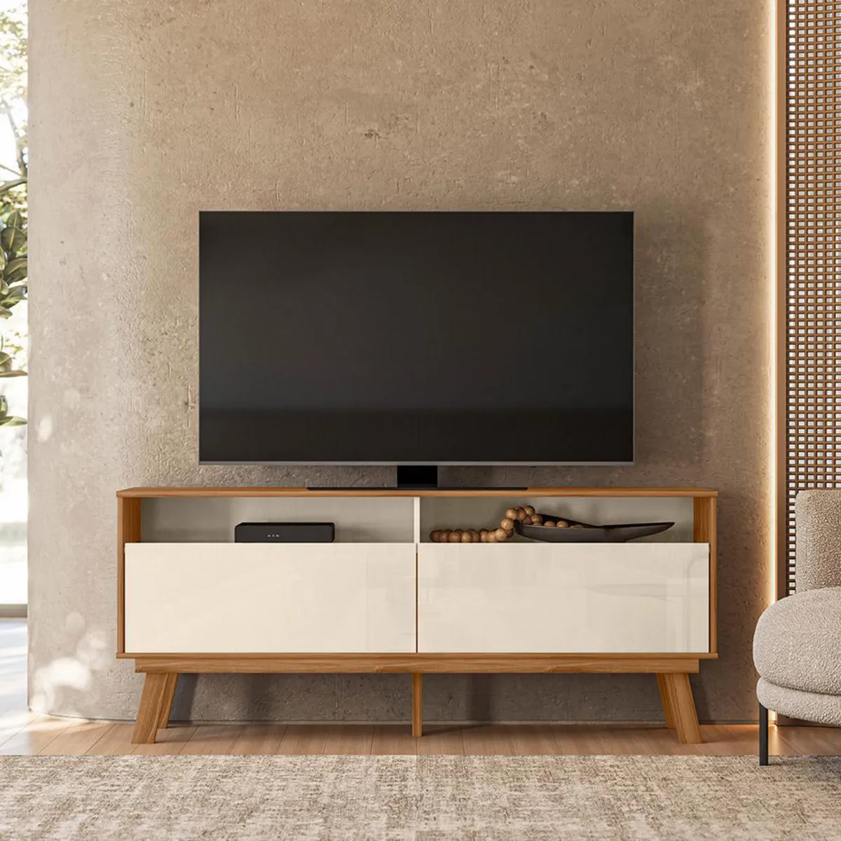 VEKKAHOME - Rack TV 75 " Olinda Beige 160x66x36 cm