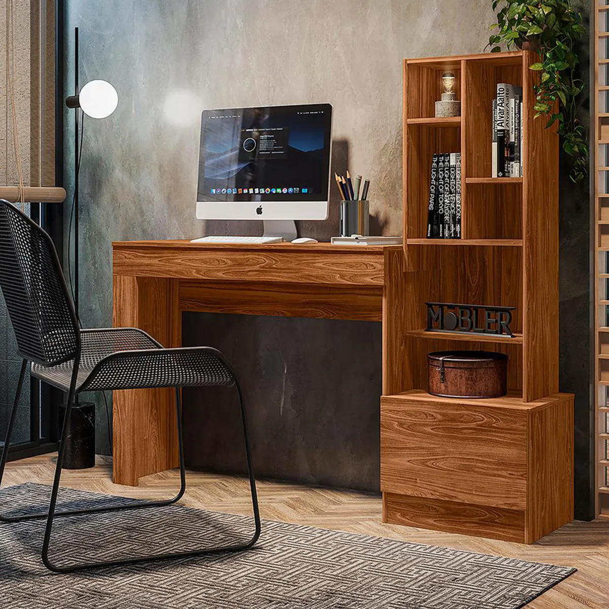 VEKKAHOME - Escritorio Lion Café 149x138x36 cm